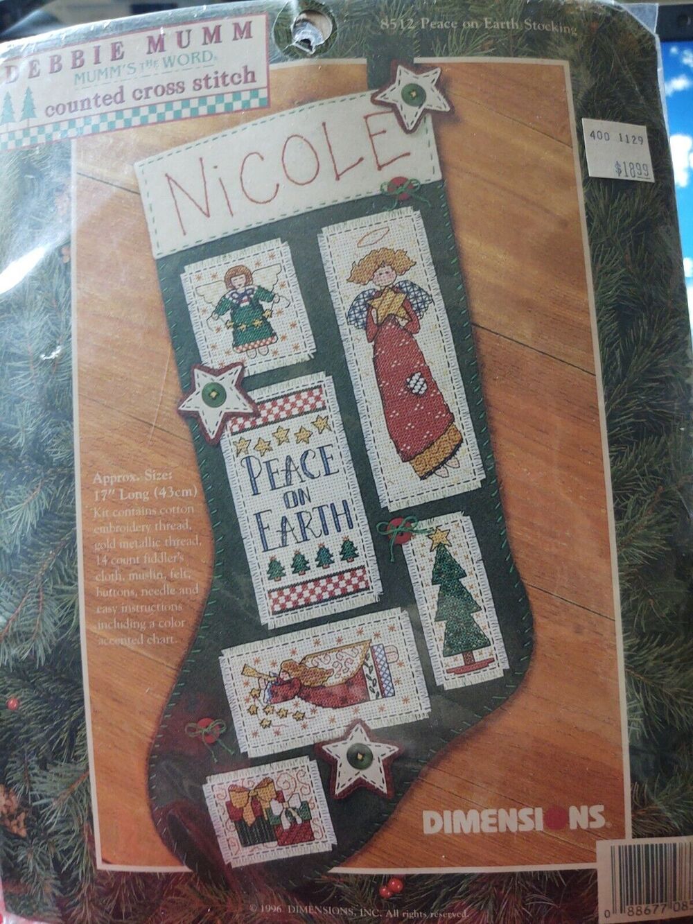 Dimensions Debbie Mumm Stocking Cross Stitch Kit Angels Peace on Earth